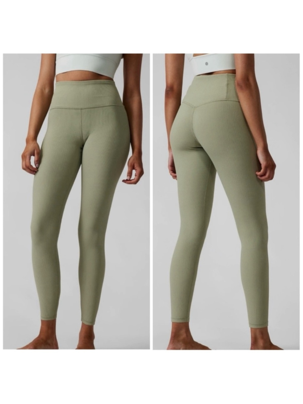 Athleta Elation Rib Tight Leggings Size 2X Eucalyptus Sage Green